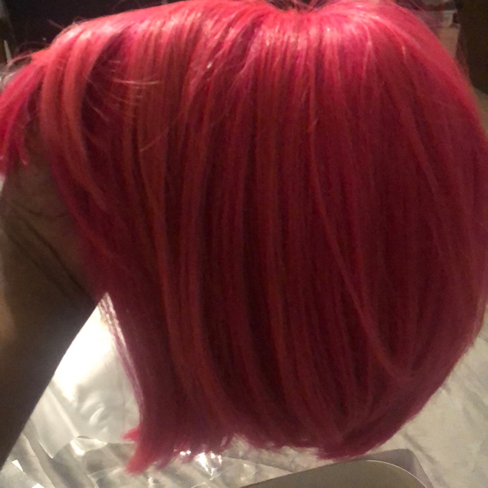 Pink human hair short bob wig
